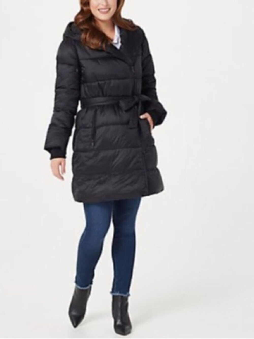 Centigrade Asymmetric Zip and Belt Puffer Coat